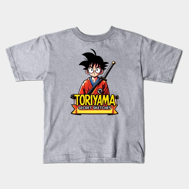 Akira Toriyama Secret Sketch Kids T-Shirt by elegantelite